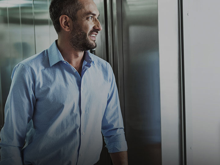 man in elevator