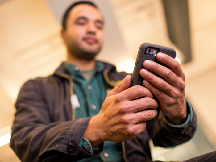 man using cell phone