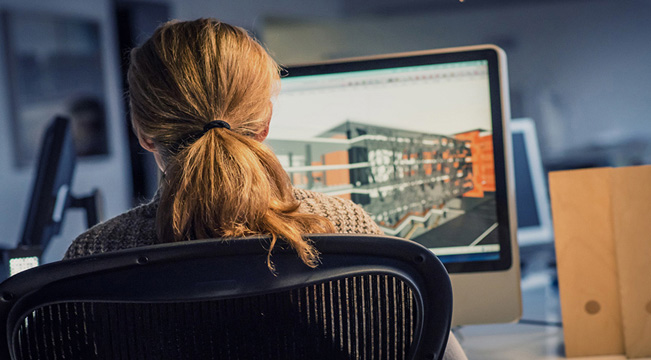 woman working on computer 