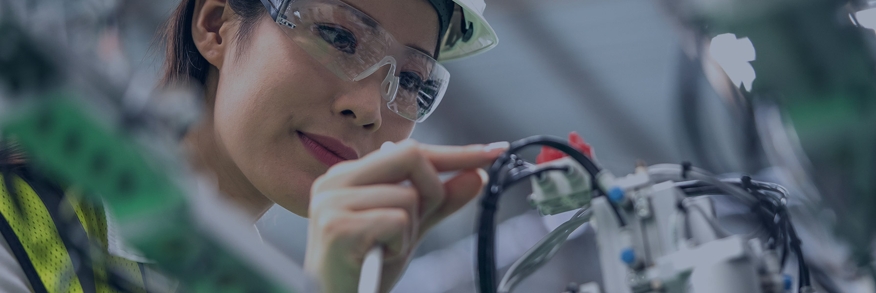 Lady testing wire.