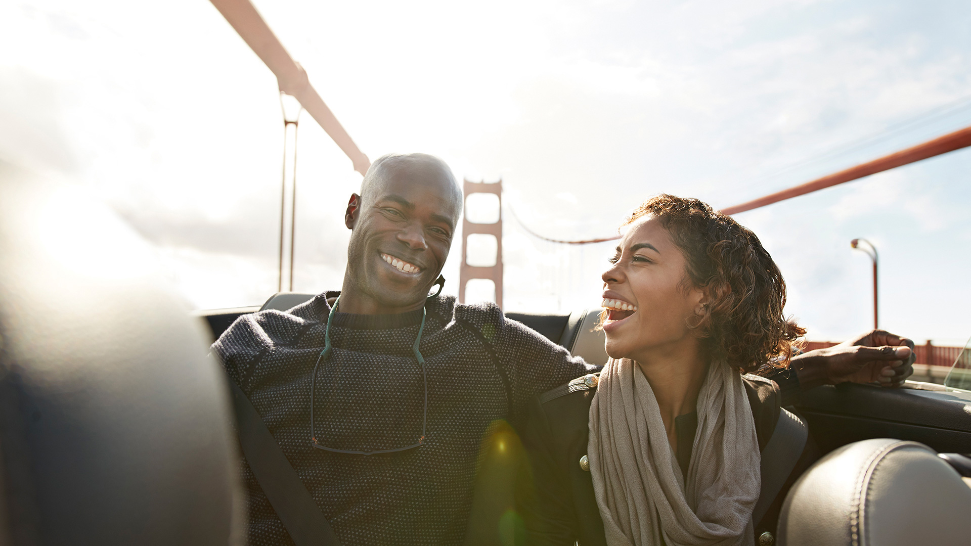 couple in convertible car