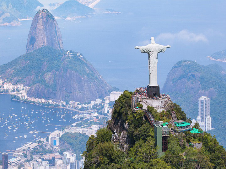 Christ the redeemer aerial mountain view