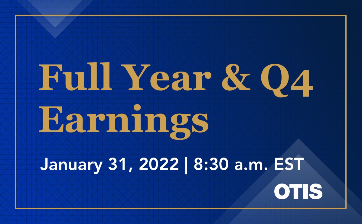 Otis logo blue background Q4 Earnings on Jan 31 2022