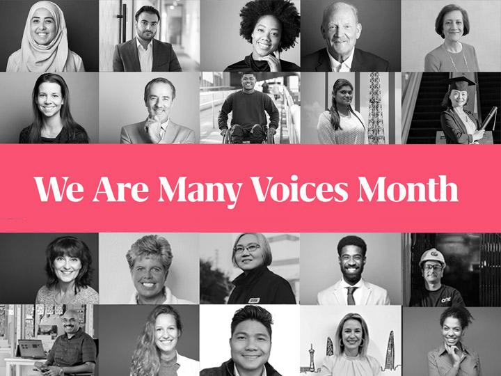 Otis face collage representing we are many voices month 