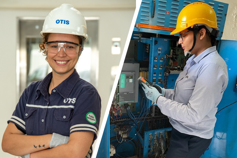 Collage of two female Otis Engineers