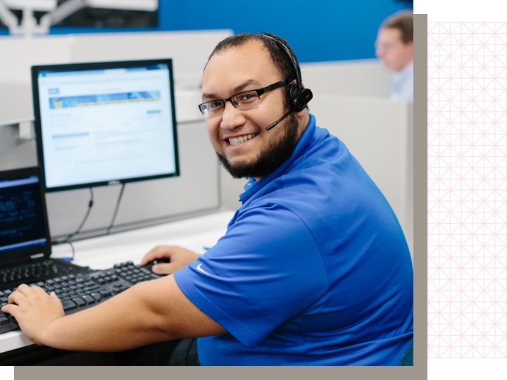 man wearing headphones at work 