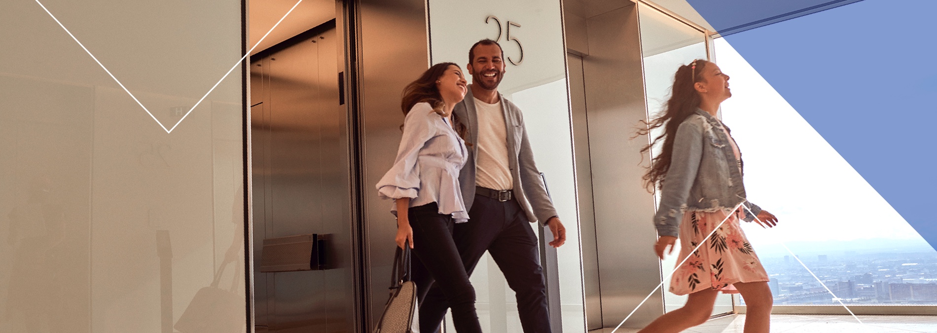 People walking out of the elevator