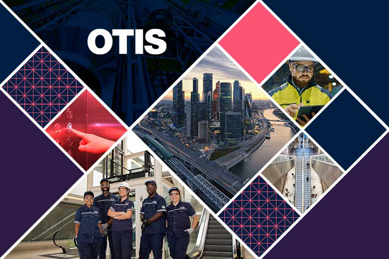 Collage of Otis employees and locations