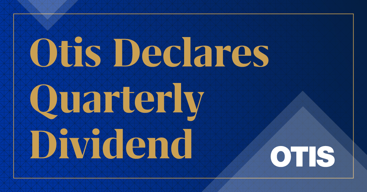 Otis declares quarterly dividend on blue background 