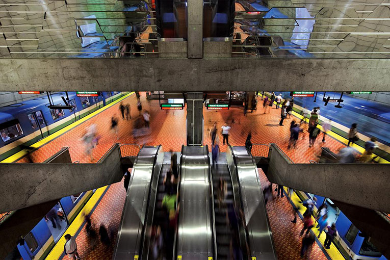 Escalators in The Société de transport de Montréal