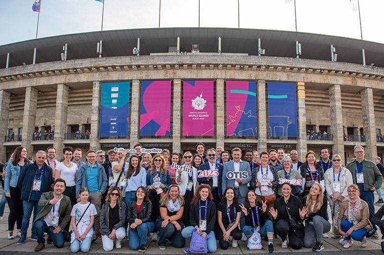 Otis volunteers at the opening ceremony of the Special Olympics World Games