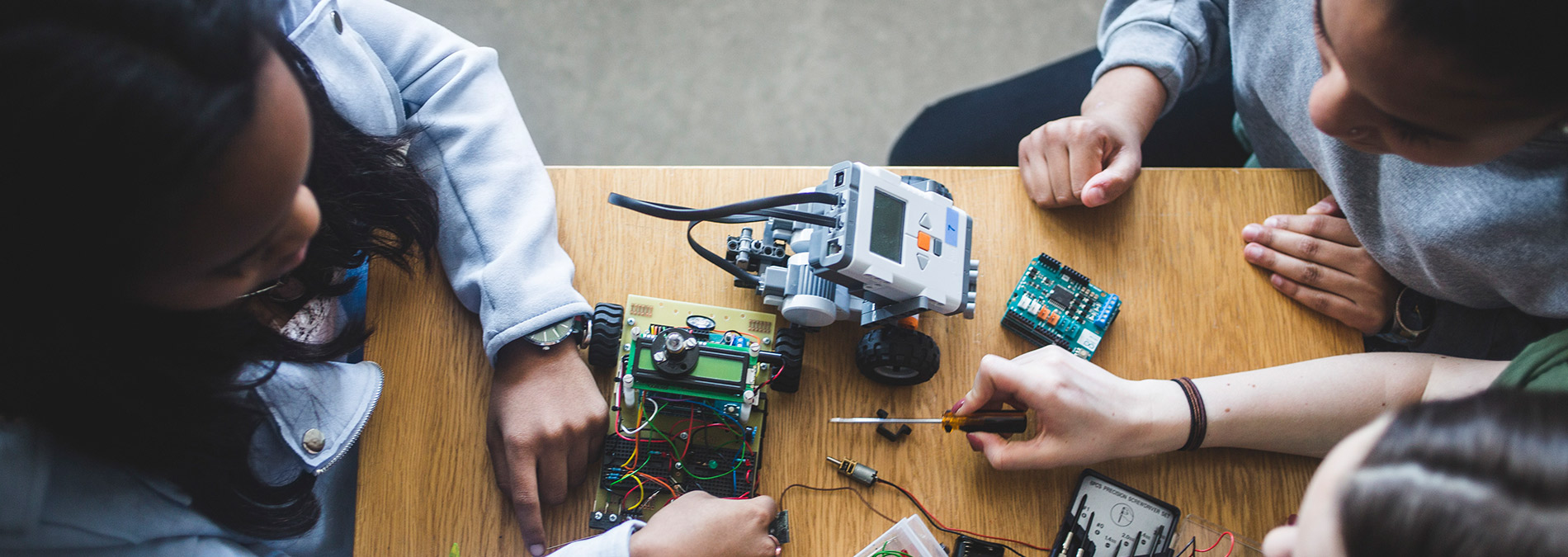 group of students testing