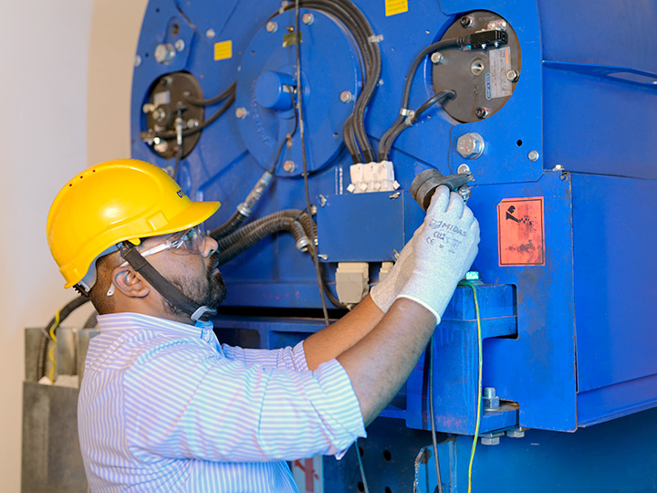 Mechanic working on the elevator