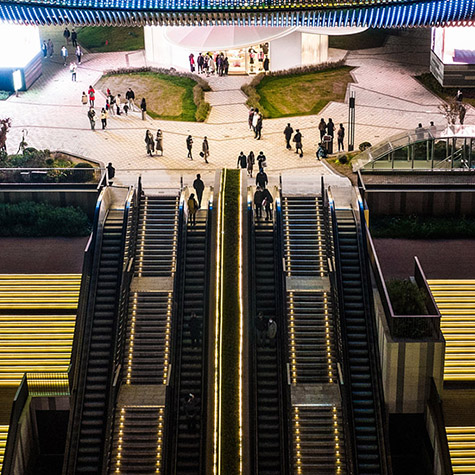 Ariel photo of escalators at New Bund Center