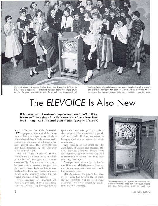 First talking elevator article