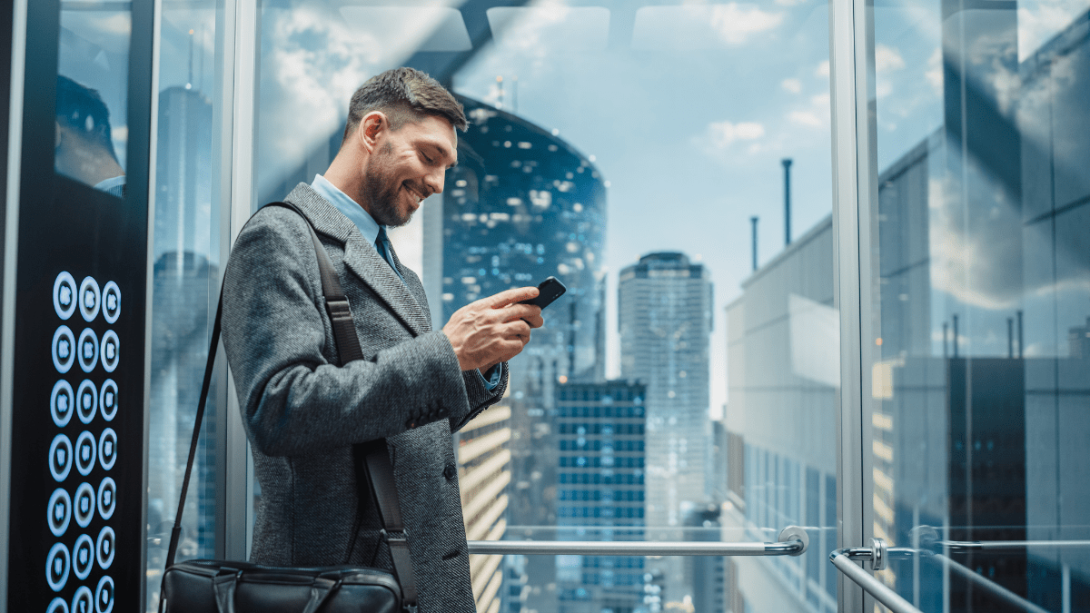 Man looking into the mobile