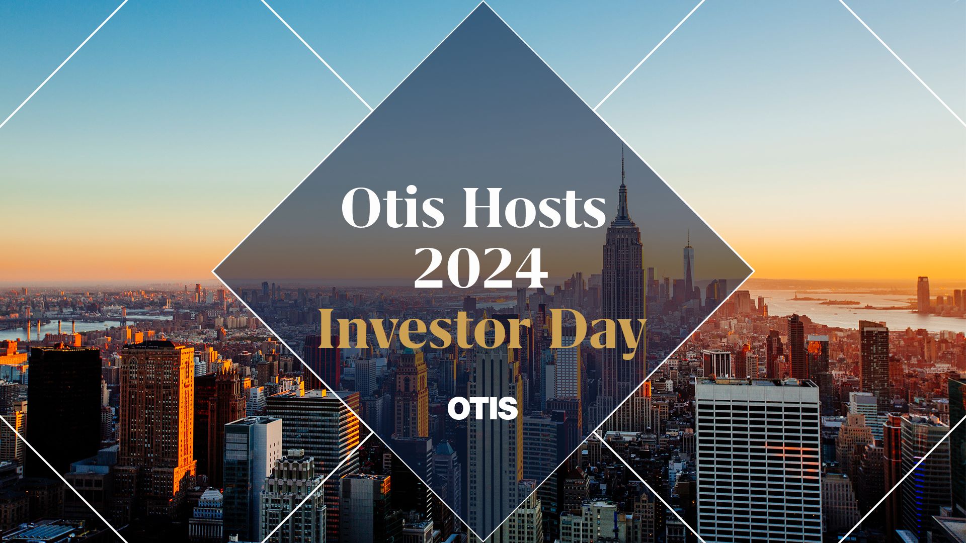 Otis host 2024 investor day overlayed on NYC skyline 