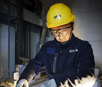 Otis technician at work