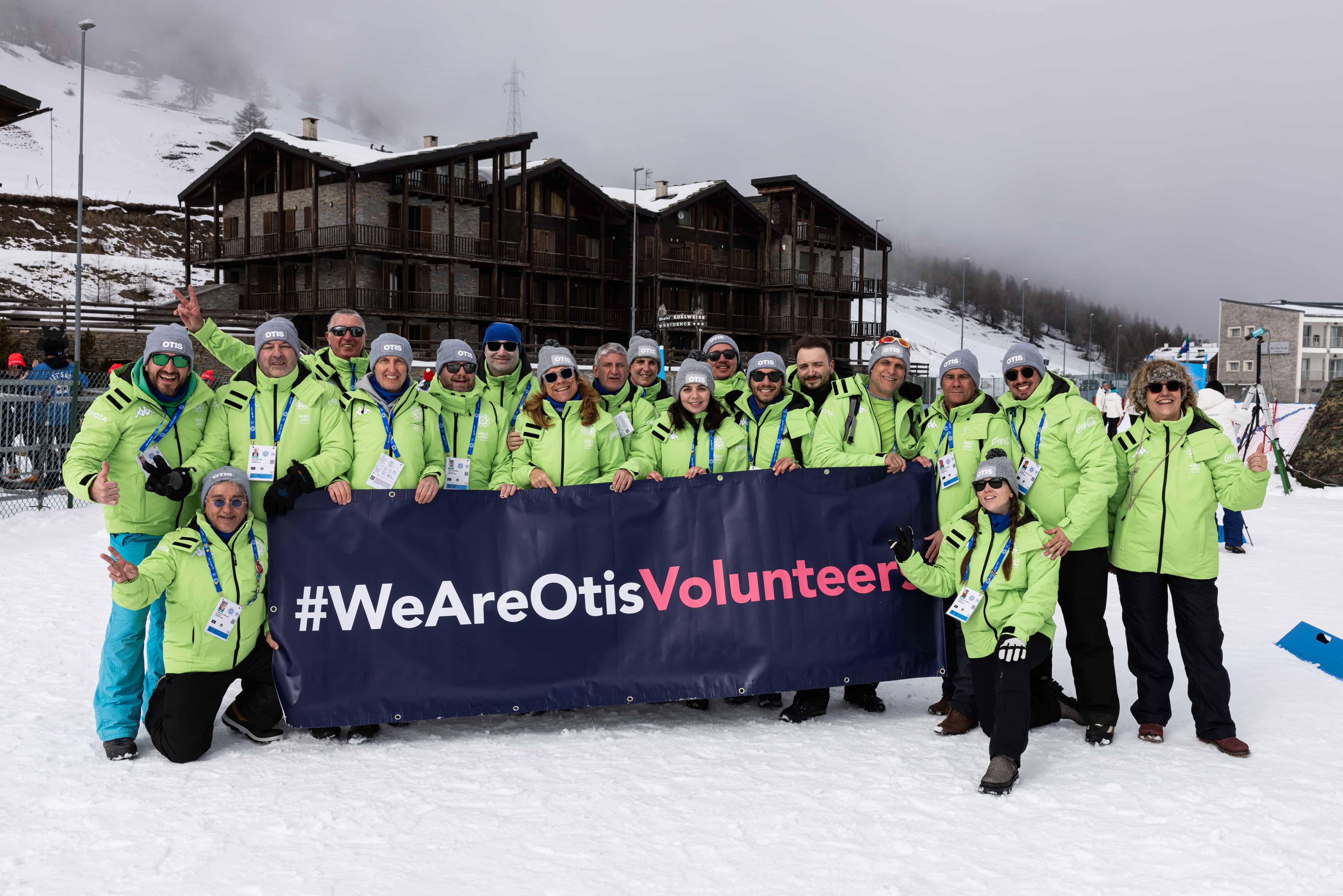Otis volunteers from Italy and around Europe at the Special Olympics World Winter Games