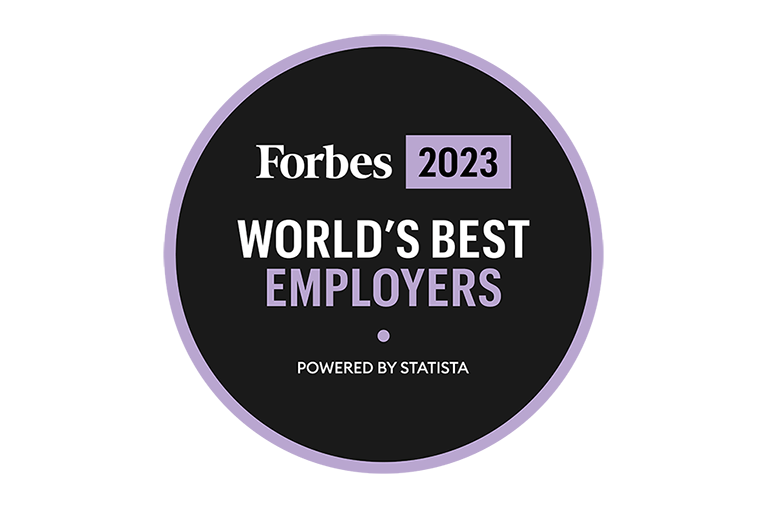 Forbes 2023 Award logo for World's best employers