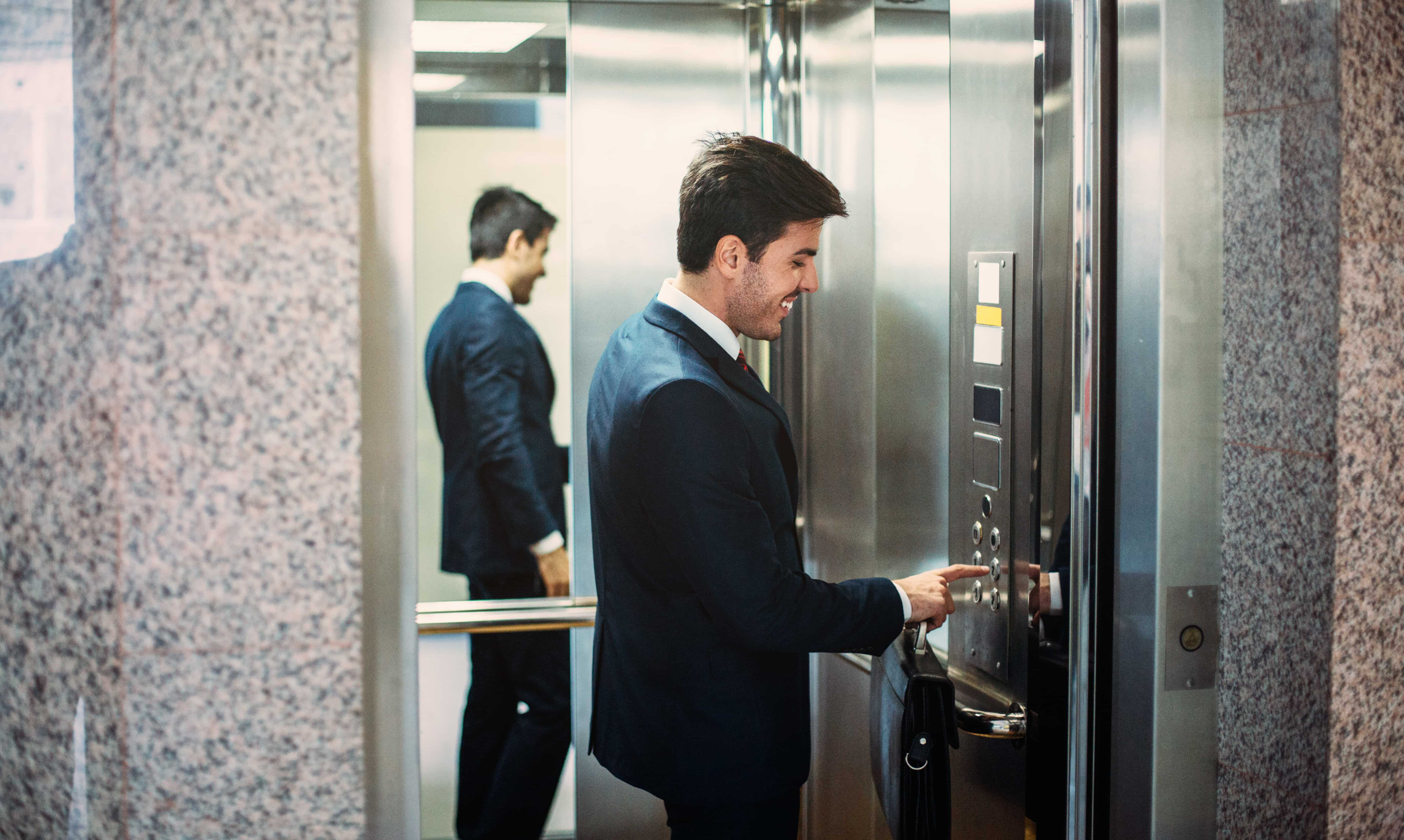 man in elevator